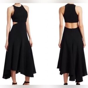 CINQ A SEPT| Black Crepe cut out cocktail dress